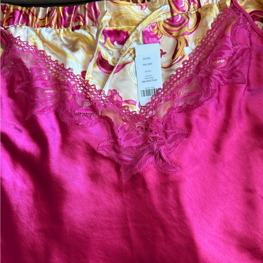 Soma Pink and Gold Paisley Pajama Pants and cami. - Picture 4 of 7